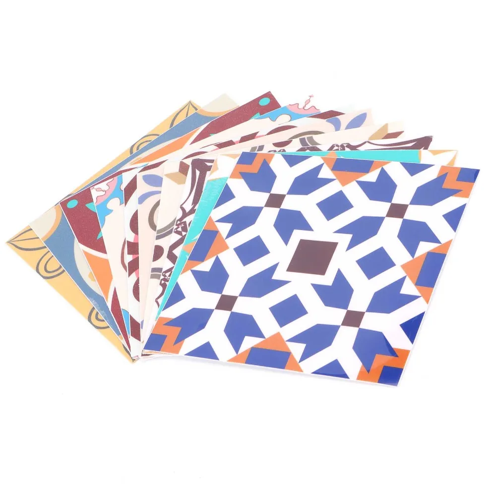 15x15cm Ceramic Tile Stickers Oil Proof Thick PVC Self Adhesive Wall Decals Mirror Finish Waterproof PVC Wall Decor