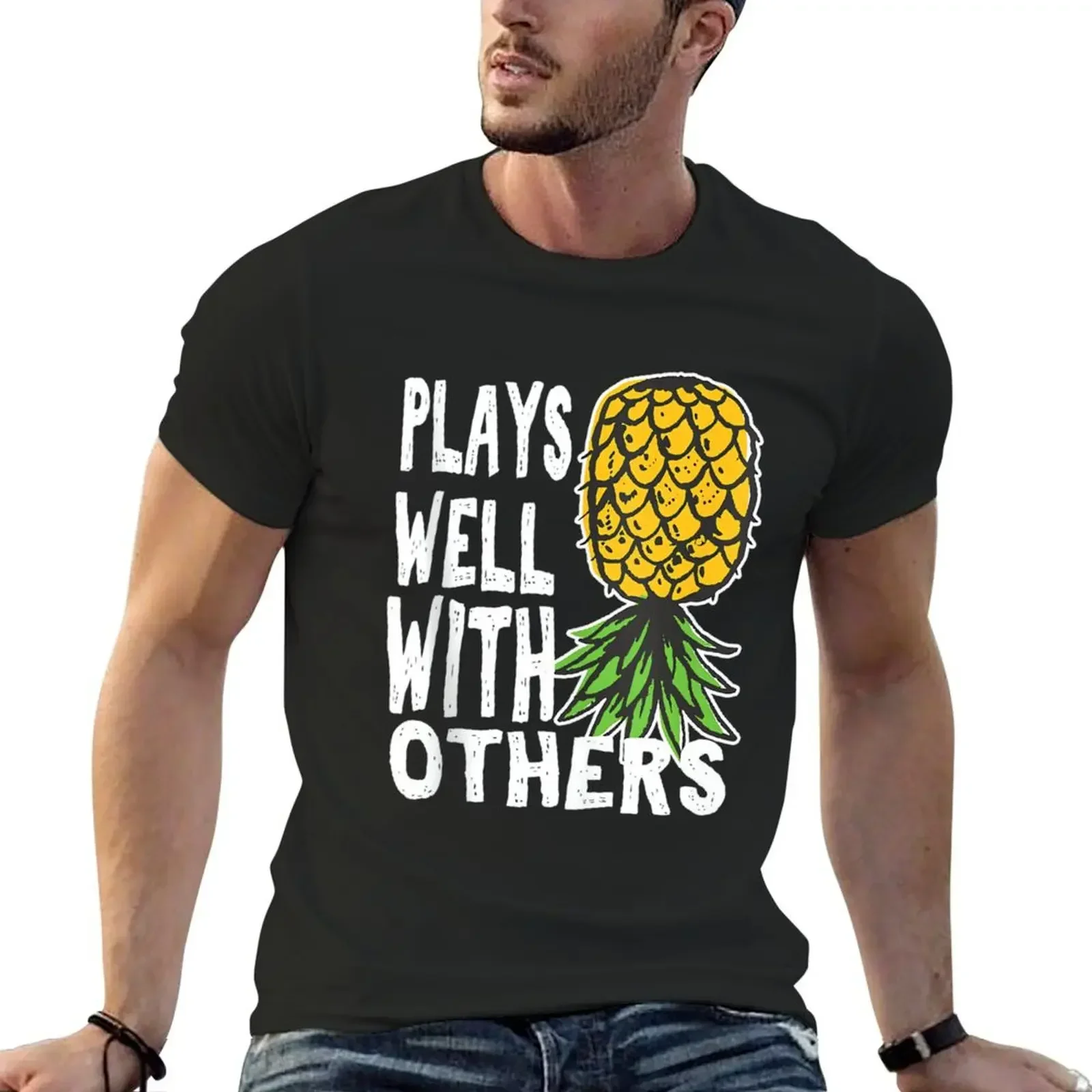 Swinger Couples Plays Well With Others Upside Down Pineapple T-Shirt blue archive custom shirt mens champion t shirts