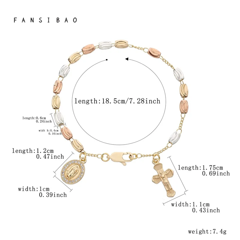 فانسيباو الخرز عبر سوار للنساء ، ماري العذراء المسبحة ، سلسلة سحر ، اكسسوارات المجوهرات #6