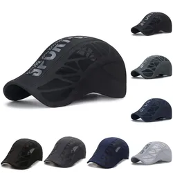 Summer Cool Breathable Mesh Quick Dry Hat Beret Cap Letter Printed Golf Cycling Sports Baseball Caps Newsboy Shade Sunhat Visor