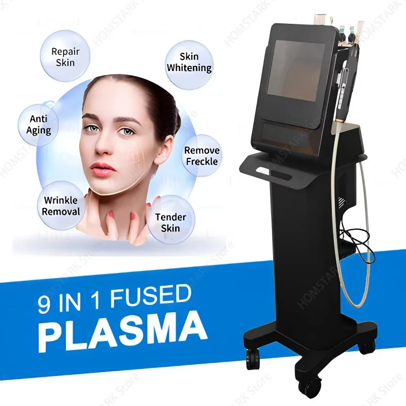 Vertical Hot & Cold Plasma Beauty Machine, 8 Probes, Skin Rejuvenation Salon Facial Skin Care & Hair Treatment Equipment
