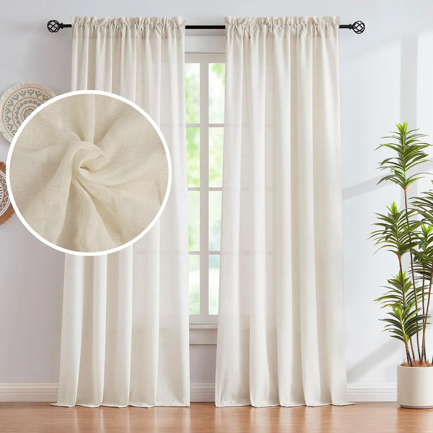 2 Panels Semi Sheer…