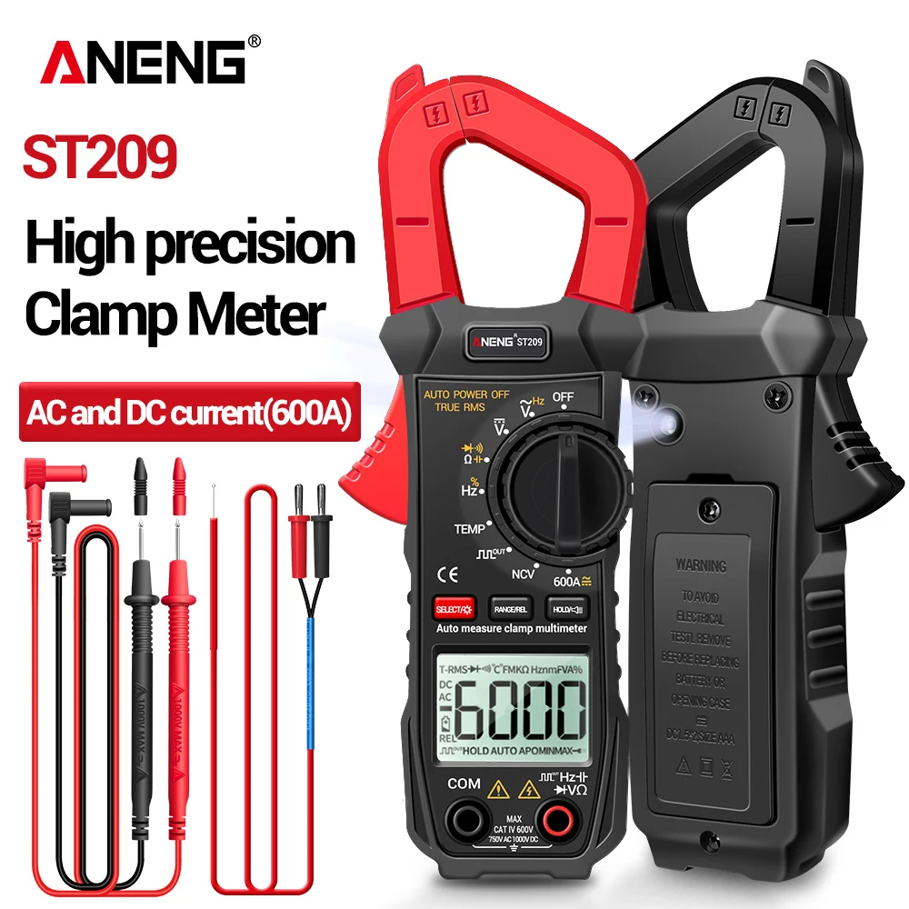 ANENG ST209 kaws Digitale Multimeter Stroomtang 6000 counts digitale klem multimeter True RMS Amp DC/AC Stroomtang tester Meter voltmeter 400v Auto Range