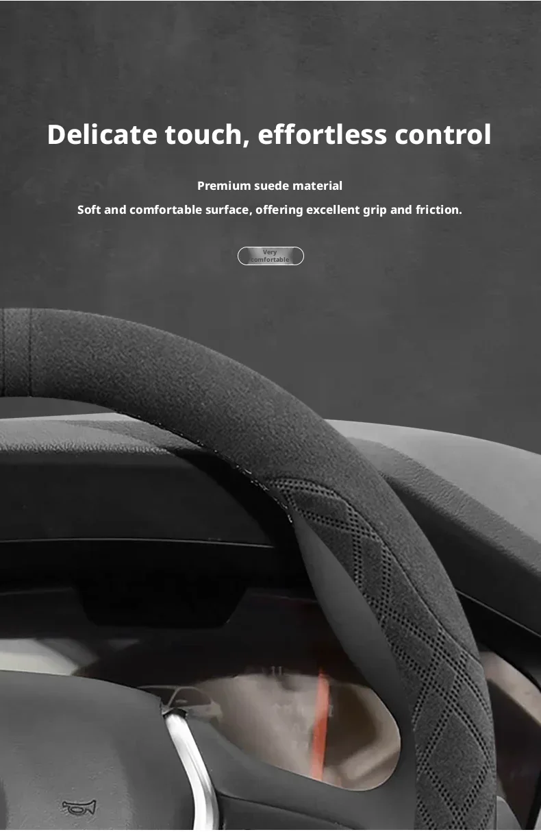 37-38cm Wildleder-Lenkradbezug Aftermarket Double D für Peugeot 3008 5008 508 / 508 SW 408 / 408X Landtrek Auto-Styling – Detail 3