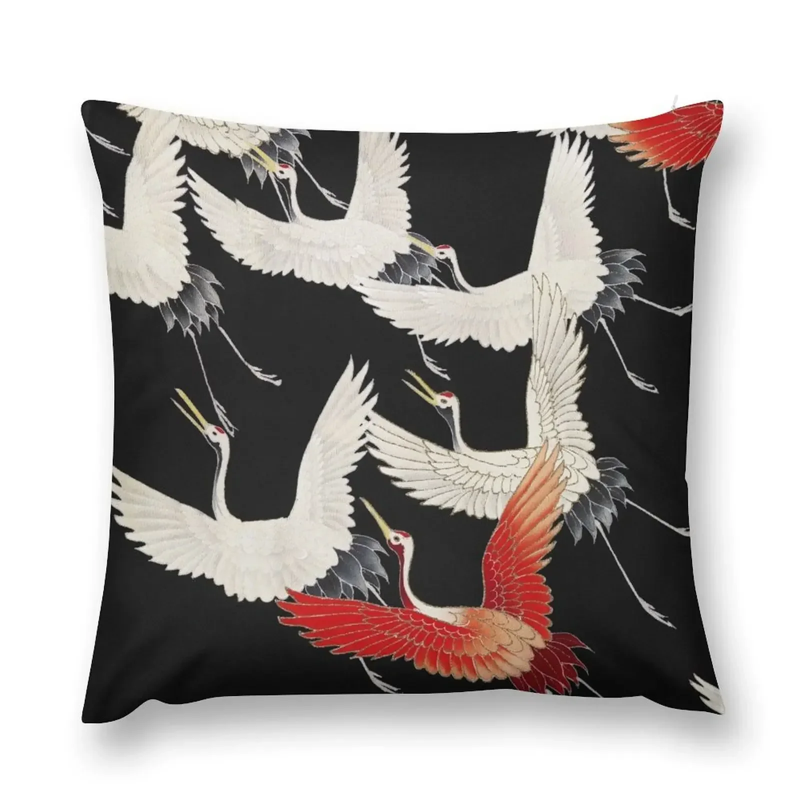 Myriad Flying Cranes in a Furisode (1910–1920) Throw Pillow Decorative pillow case Cushions pillow