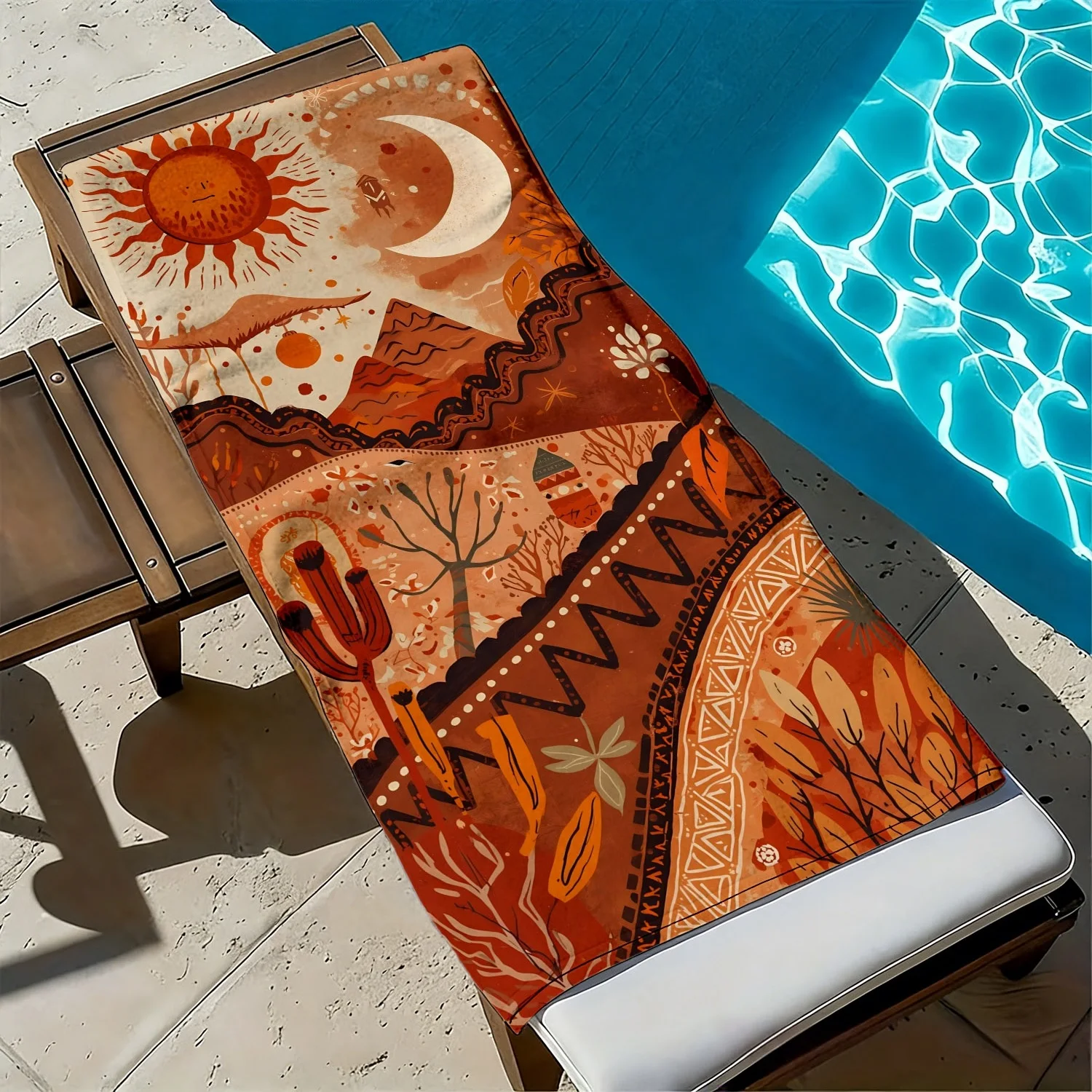 Mysterious Desert Fantasy Patterns polyester microfiber beach towel is highly absorbent, suitable for swimming and beach outings