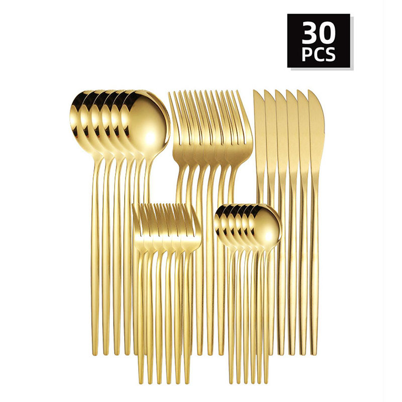  5pcs/30pcs Stainless steel cutlery set steak forks dessert spoons fruit forks are suitable for banquet restaurant guests 