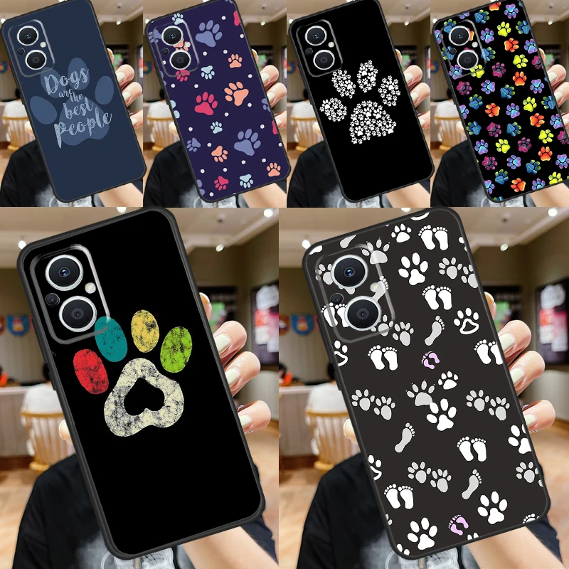 Dog foot print Paw Colorful Pattern Case For OPPO Reno 11F 8T 4Z 5Z 4 6 7 8 5 Lite 10 Pro OPPO Find X2 X3 Lite X5 X6 Pro Cover