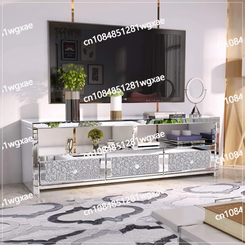 

Drawer Mirror Crystal TV Console Table, Living Room TV Cabinet, Hotel Furniture