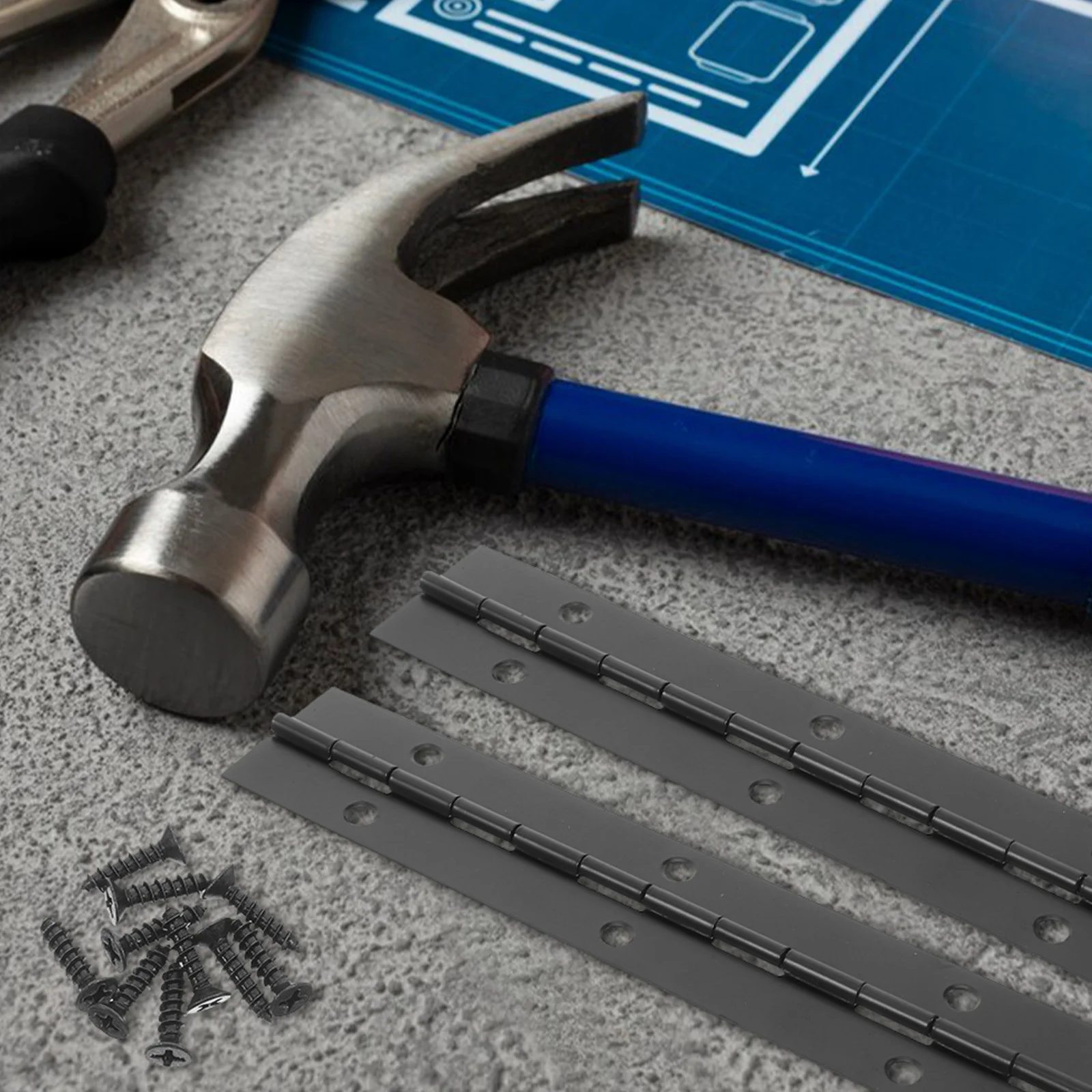 1 مجموعة مفصلات البيانو السوداء شديدة التحمل مفصلات طويلة من الفولاذ المقاوم للصدأ المستمر للأبواب القابلة للطي وخزائن الأثاث وصناديق خشبية #4