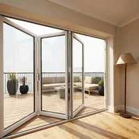 Living Room Aluminum Frame Glass Accordion Folding Door All Weather Villa Folding Doors Affordable Durable Stacking Doors 4