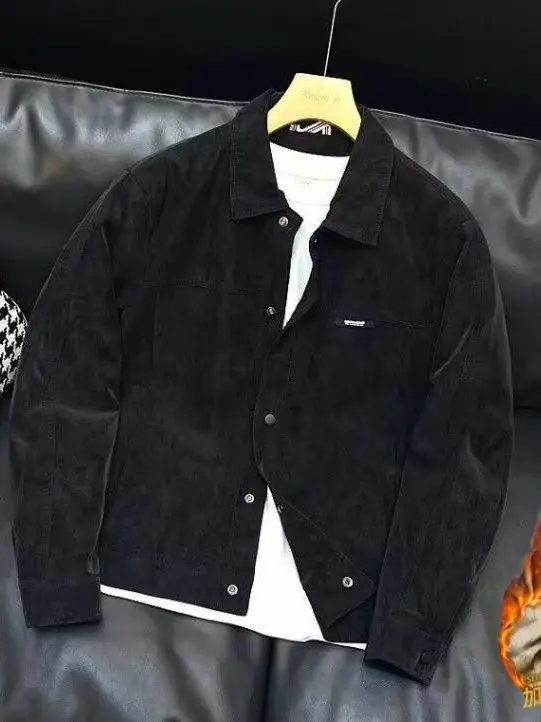 

Men's Casual Jaet Spring Autumn 2025 New Retro Faion Urban Sle Polyester Fabric Fce Lined Long Sve Coat