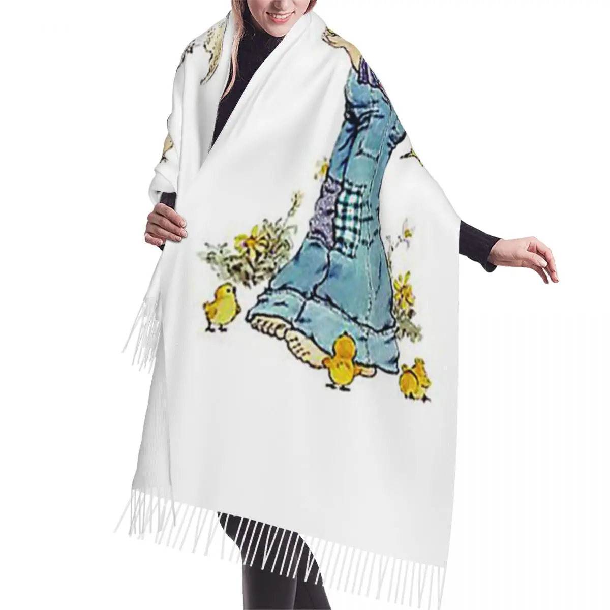 وشاح Kawaii Sarah Kay أوشحة شرابة للنساء شالات دافئة ناعمة ويلتف شال كبير للخريف والشتاء