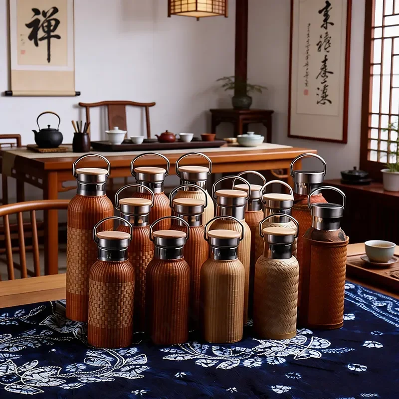 handmade-bamboo-silk-thermos-cup-304-stainless-steel-hot-water-bottle-chinese-travel-tea-set-bamboo-crafts