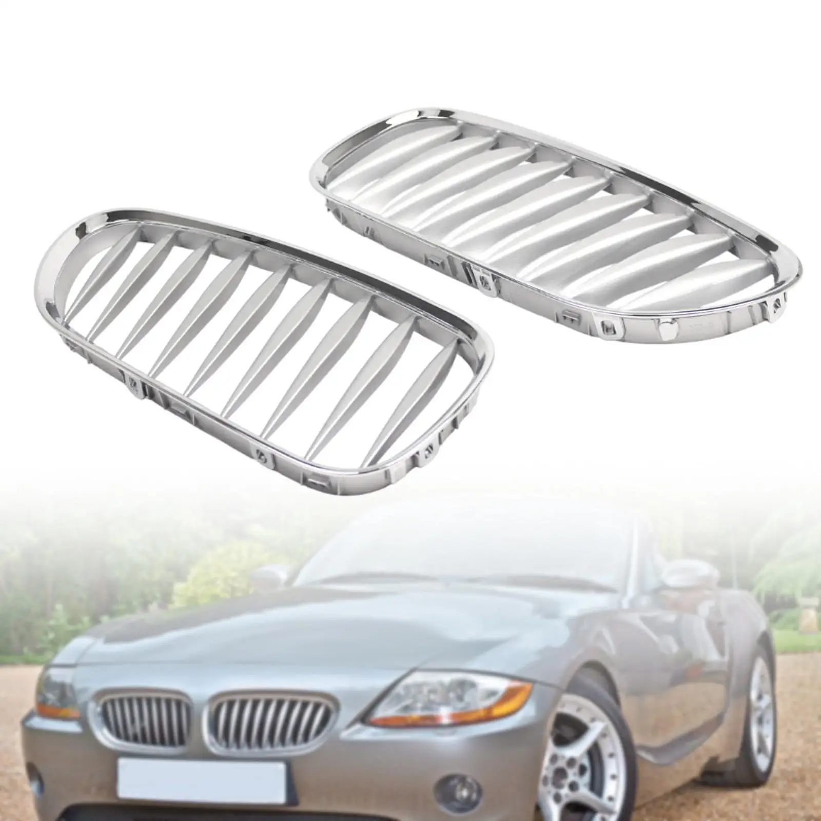 

2x Front Grilles 51137051958 Accessories Convenient Practical Parts Auto Accessory Kidney Grilles for BMW Z4 E85 2003-2008
