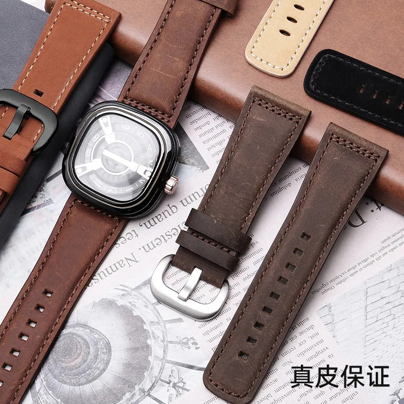 For Seven Fridays Leather Watch Strap M2/Q201/02/03 P1/P2 Frosted Soft Cowhide Bracelet