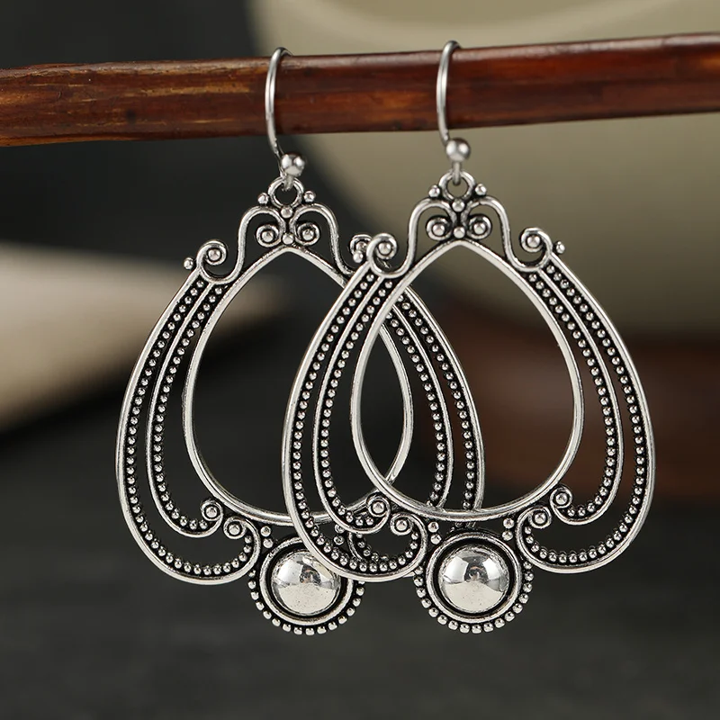 vintage Hollow Vortex Patterned Pendant Earrings Bohemian Style Women's Daily Vacation Commuting Exotic Earrings Accessories