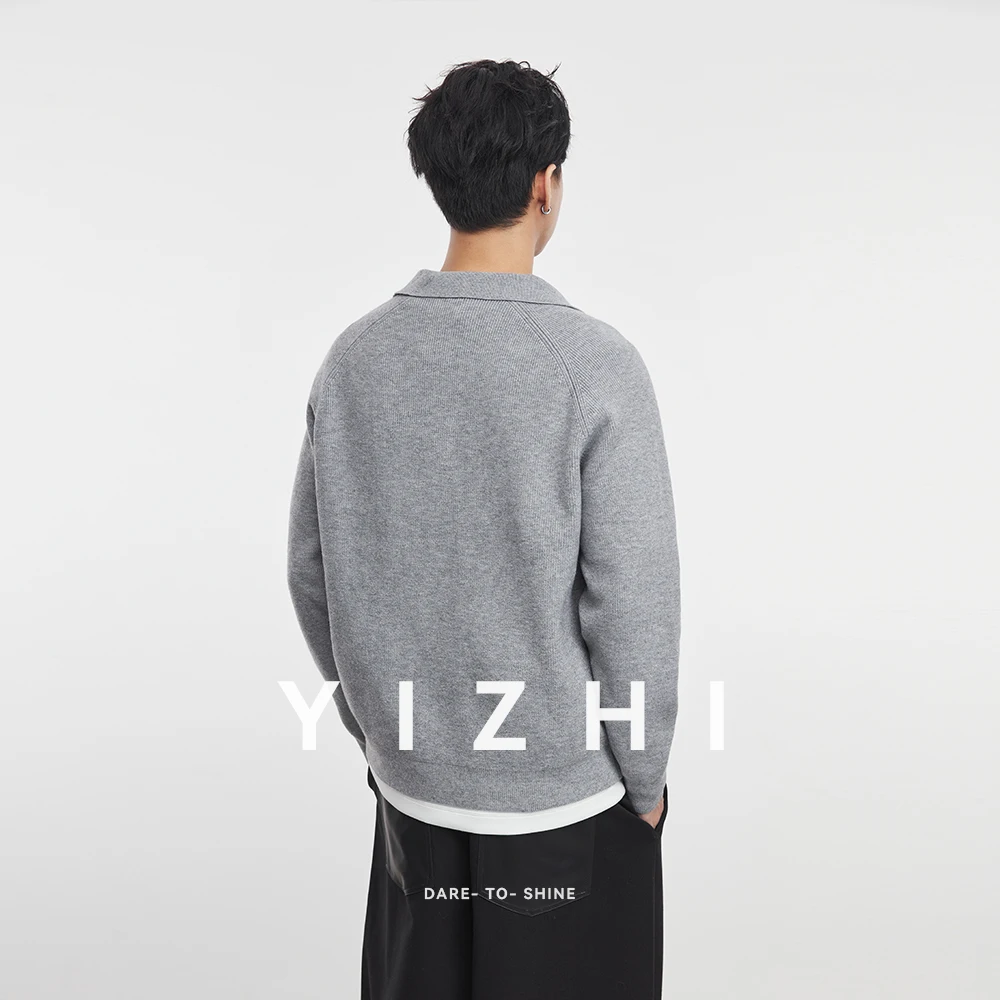 Fashion Men's Fake Two-piece Lapel Sweater 2025 Autumn and Winter New Solid Color Warm Long Sleeve Top Men's Polo Shirt Pullover - Image 2