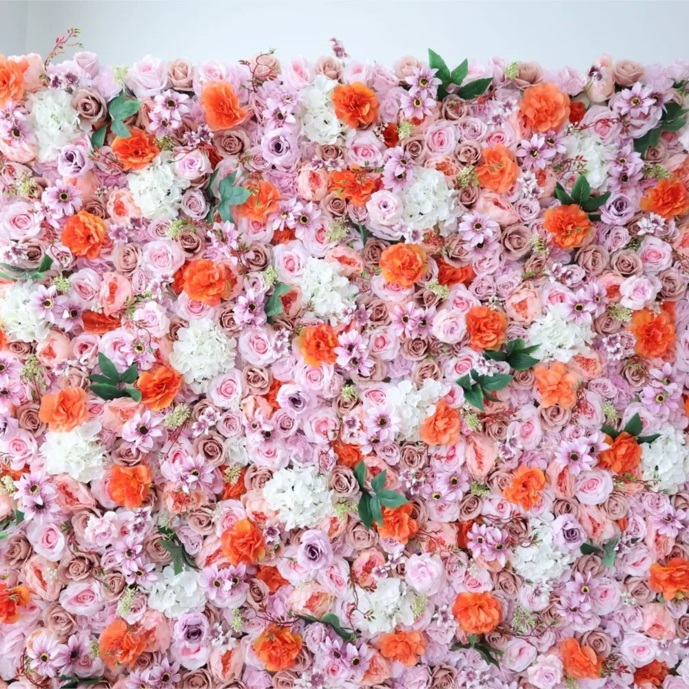 

Uflower 3D Royal Luxury pink Rose White Hydrangea mixed flower wall Wedding Backdrop Decor Fabric Milan Plants Wall Party Prop
