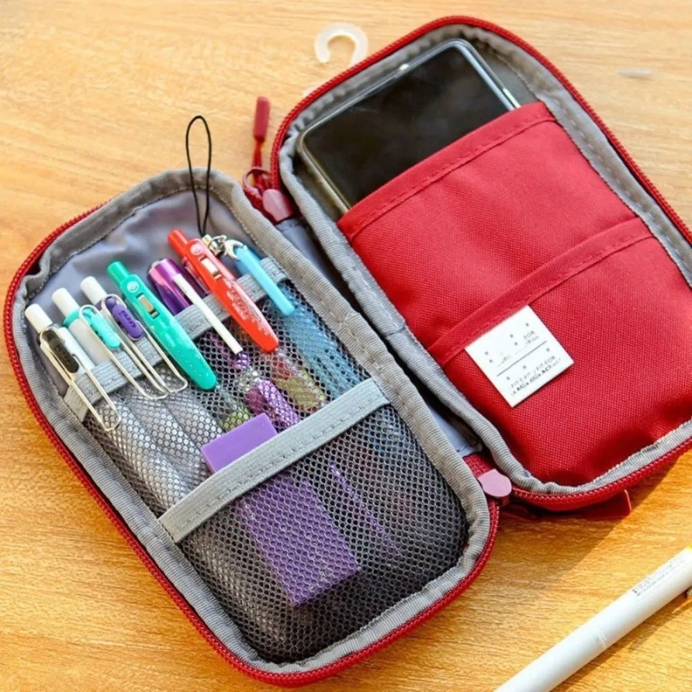 Oxford Cloth Simple Pencil Case Stationery Organize Waterproof Multifunctional Pencil Bag Large Capacity Desktop Storage Bag