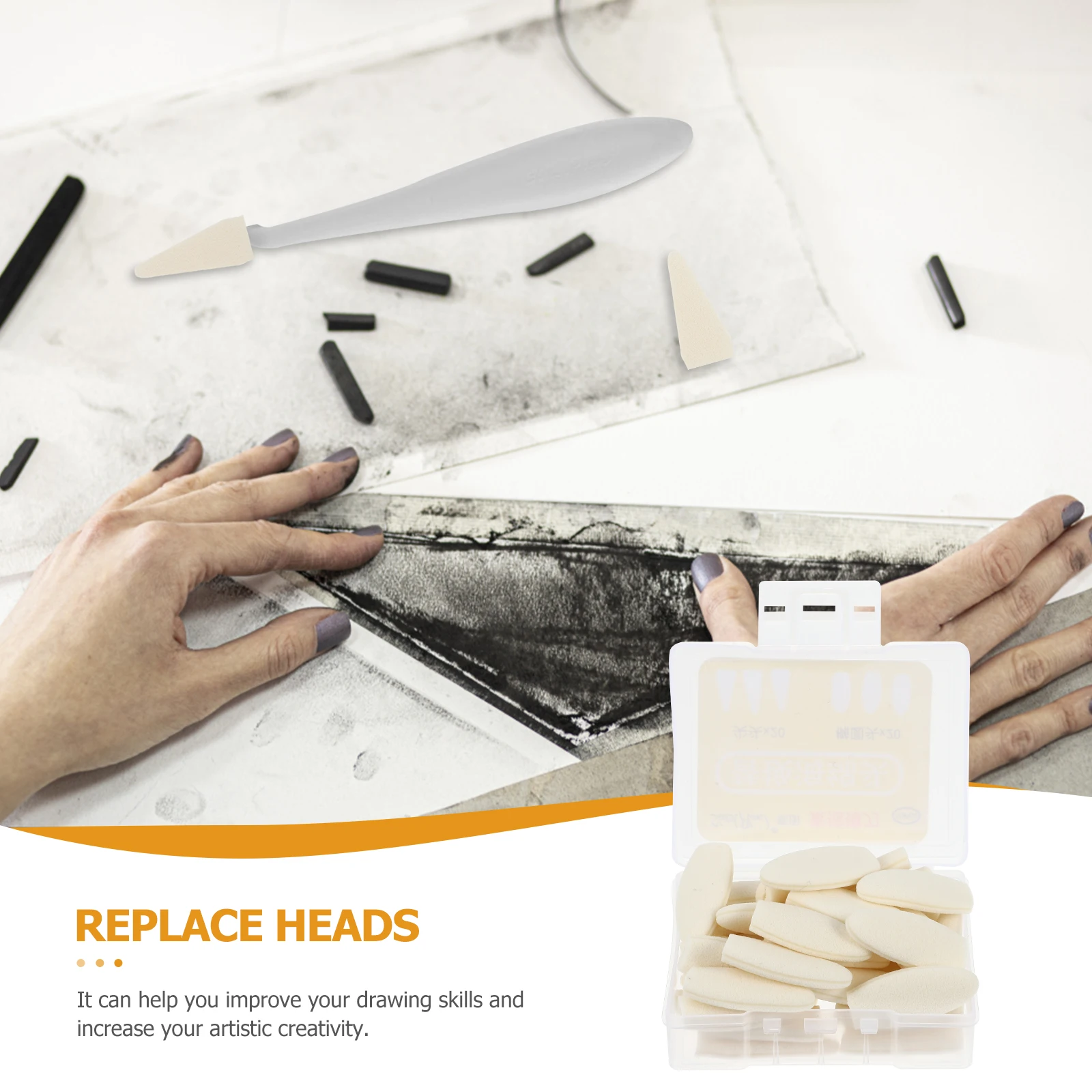 

40 Pcs Sketch Knife Heads Sponge Blending Tools Wiper Putty Drawing Replacement Sponges Art Student Teaching Aids Dark Junction