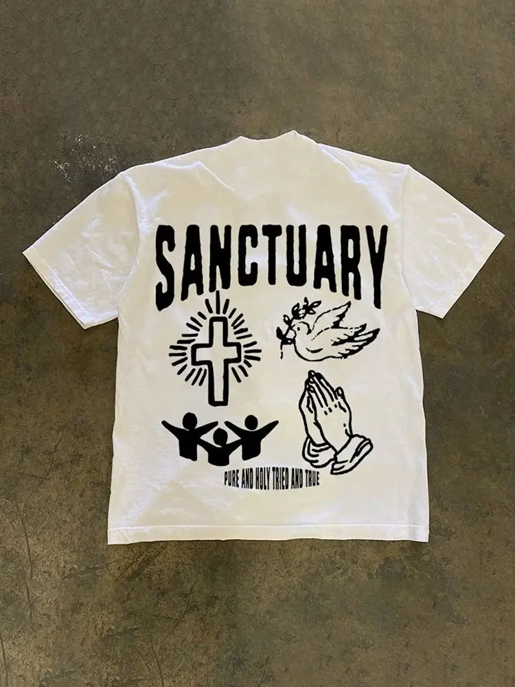 

Men's T-shirt Cotton Christian picture print T-shirt Harajuku y2k casual O-neck short sleeve unisex