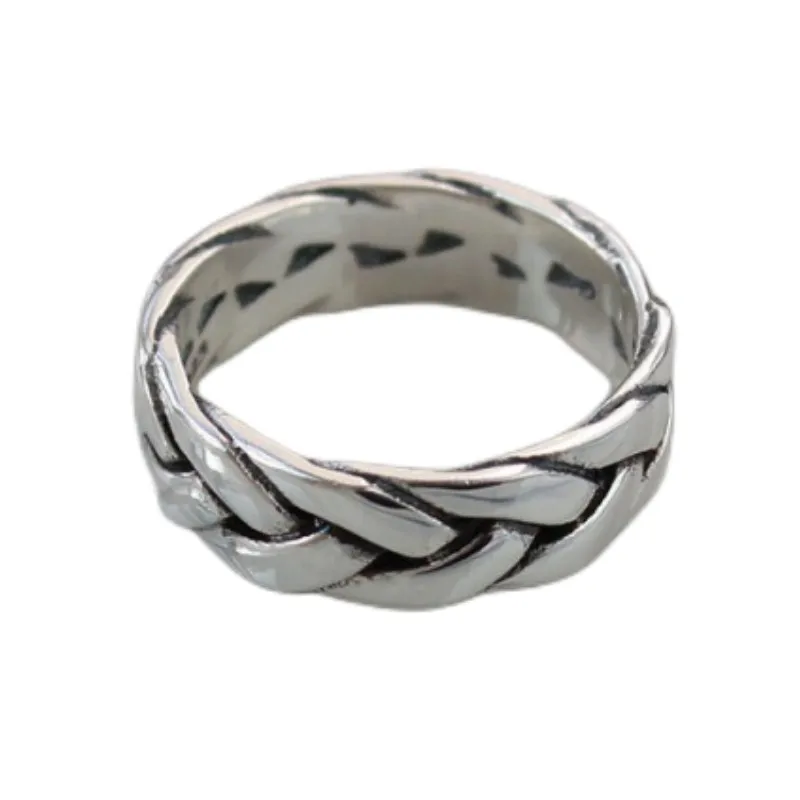 BOCAI S925 Sterling Silver Rings  New Fashion Thickened Twist Weaven-Pattern Solid Pure Argentum Punk Jewelry for Men Women