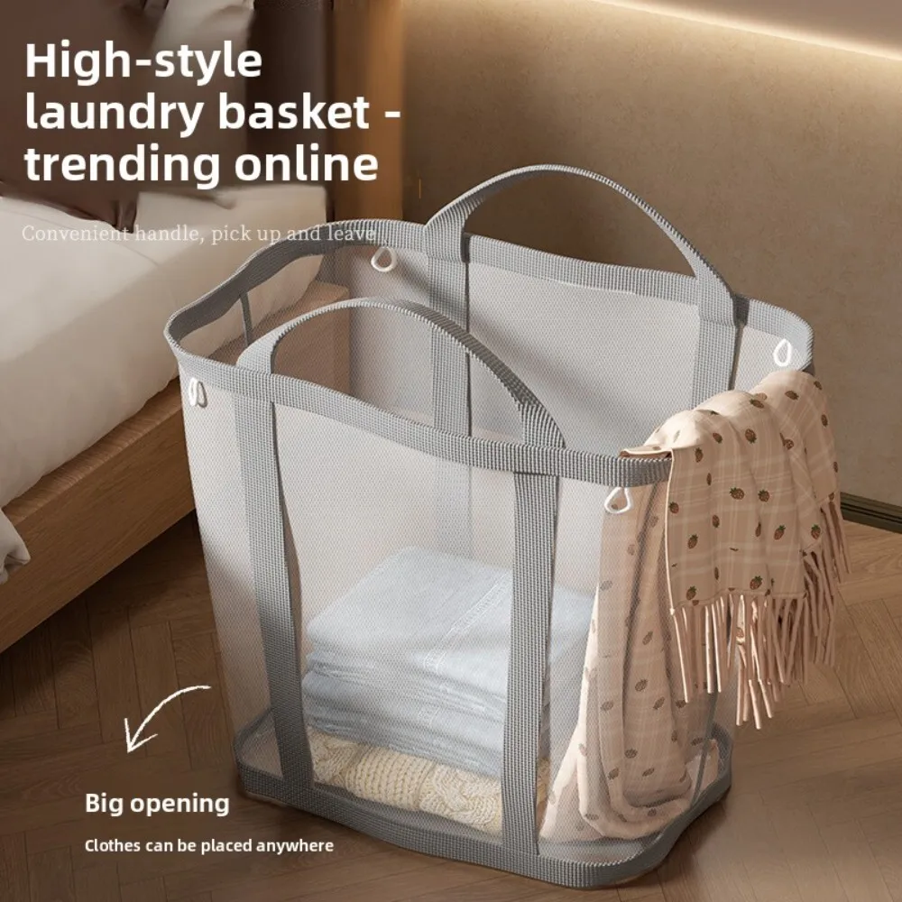 

Large Capacity Foldable Mesh Laundry Basket for Clothes Toys Bathroom Dorm Storage Wall Mountable Household Organizer