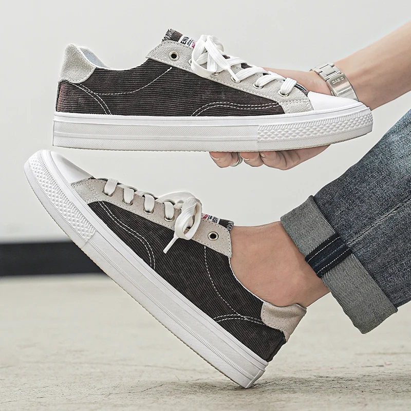 

2025 Men's Canvas Casual Shoes Platform Breathable Walking New Corduroy Board Shoes Flat Tennis Comfortable Sneakers Shoes
