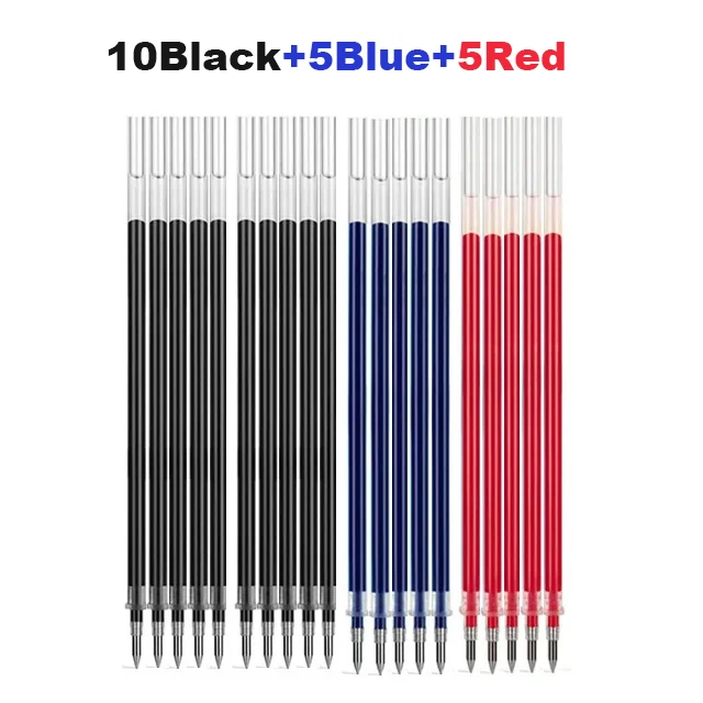 Deli 0.5Mm Gel Pen Vervangbare Bullet Navulling Set Schrijfbord Pen Inktkleur Zwart Blauw Rood Kantoor School Briefpapier Benodigdheden