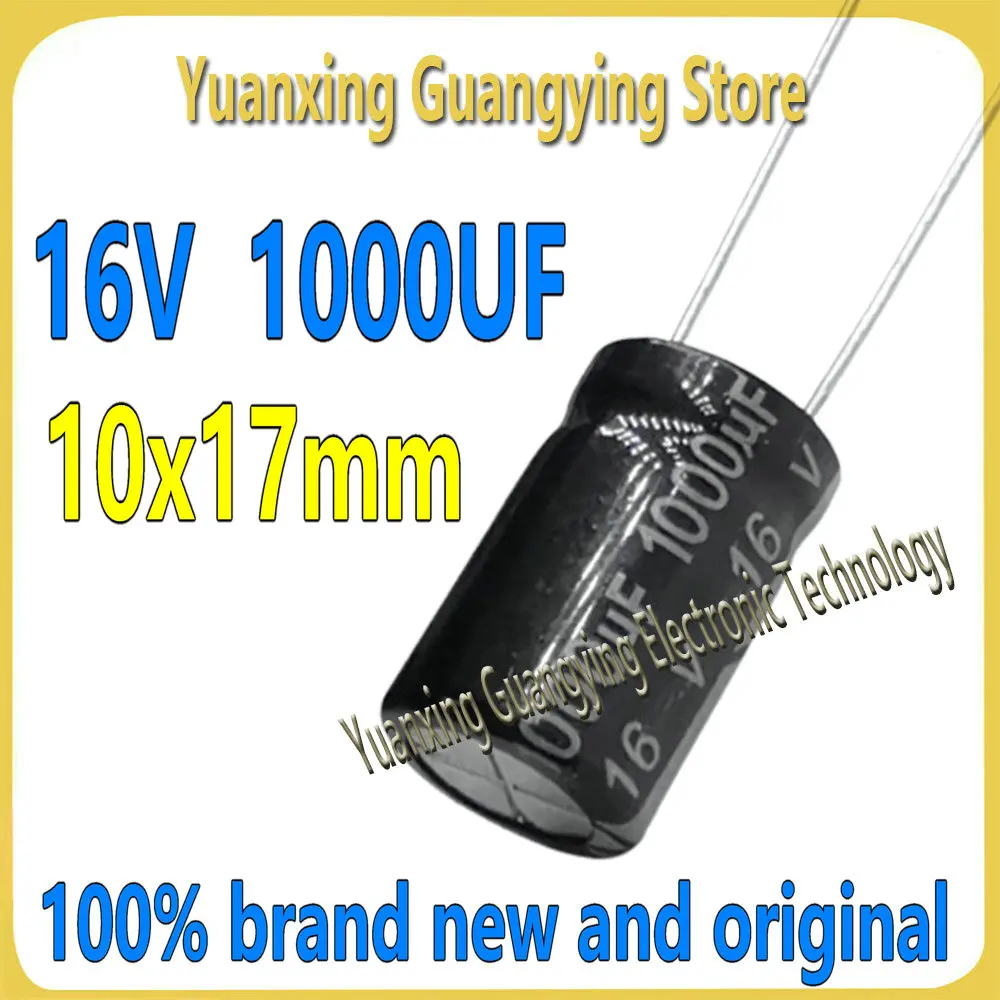 (40 pieces) Aluminum Electrolytic Capacitors 16V 1000μF 10x17mm 1000μF 16V 10*17 Through-Hole Capacitors 100% Brand New