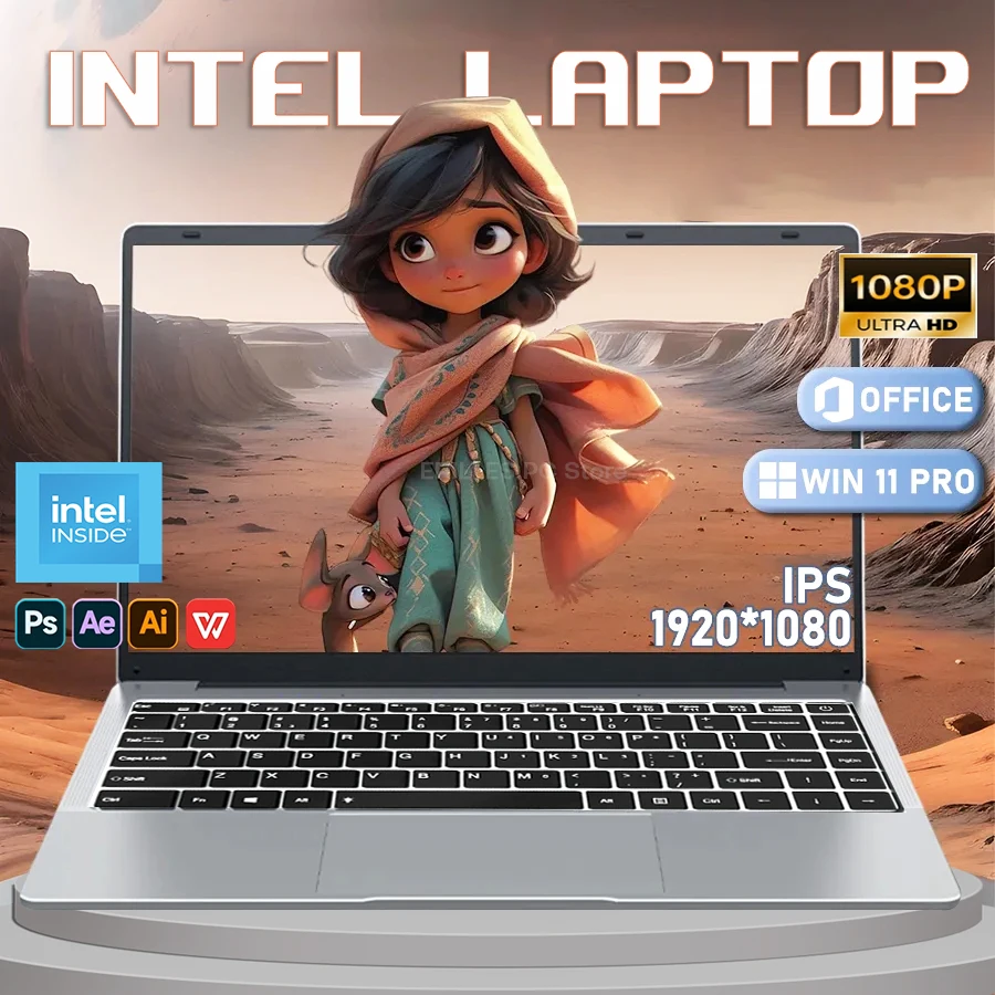 Novo 14.1 "computador portátil windows 11 pro intel atom a3950 2025 notebook 12gb ram 512gb 1tb 2tb ssd 1920*1080p computador de escritório