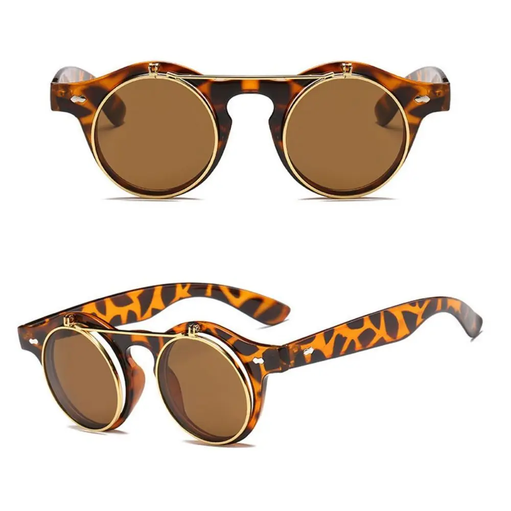 نظارات شمسية بإطار دائري بغطاء قلاب، نظارات شمسية بطبقة مزدوجة، نظارات شمسية خارجية واقية من الشمس، نظارات ظلال سوداء فاسق