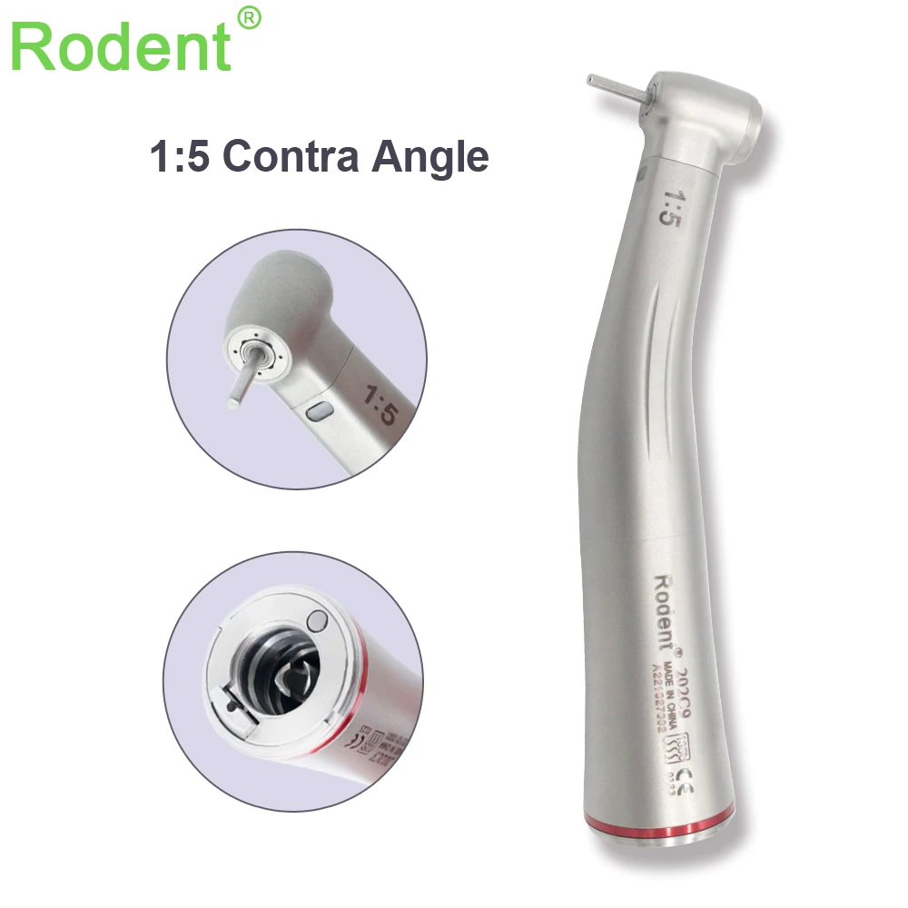 

Dental Low Speed Handpiece 1:5 Red Ring Contra Angle Increasing Contra Angle for Dental Micromotor