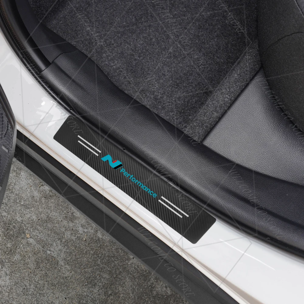 ل N الأداء شعار N خط I30 توسكاني إلنترا 4/5 قطعة 1 مجموعة ألياف الكربون عتبة باب السيارة الحرس غطاء صندوق السيارة حامي ملصقات