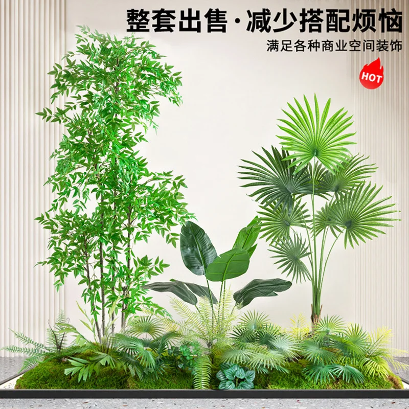 

Имитация зеленого растения, ландшафтный дизайн, комбинированное украшение для окна, искусственное растение, пейзаж, ландшафтный дизайн, макет двора
