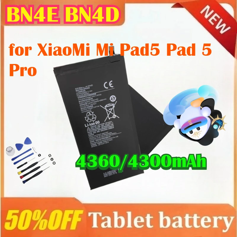 

New 4360/4300mAh BN4E BN4D Replacement Battery for XiaoMi Mi Pad5 Pad 5 Pro Rechargeable Tablet Battery with Tools
