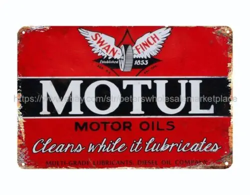 accent wall bedroom Moss Motor oil metal tin sign