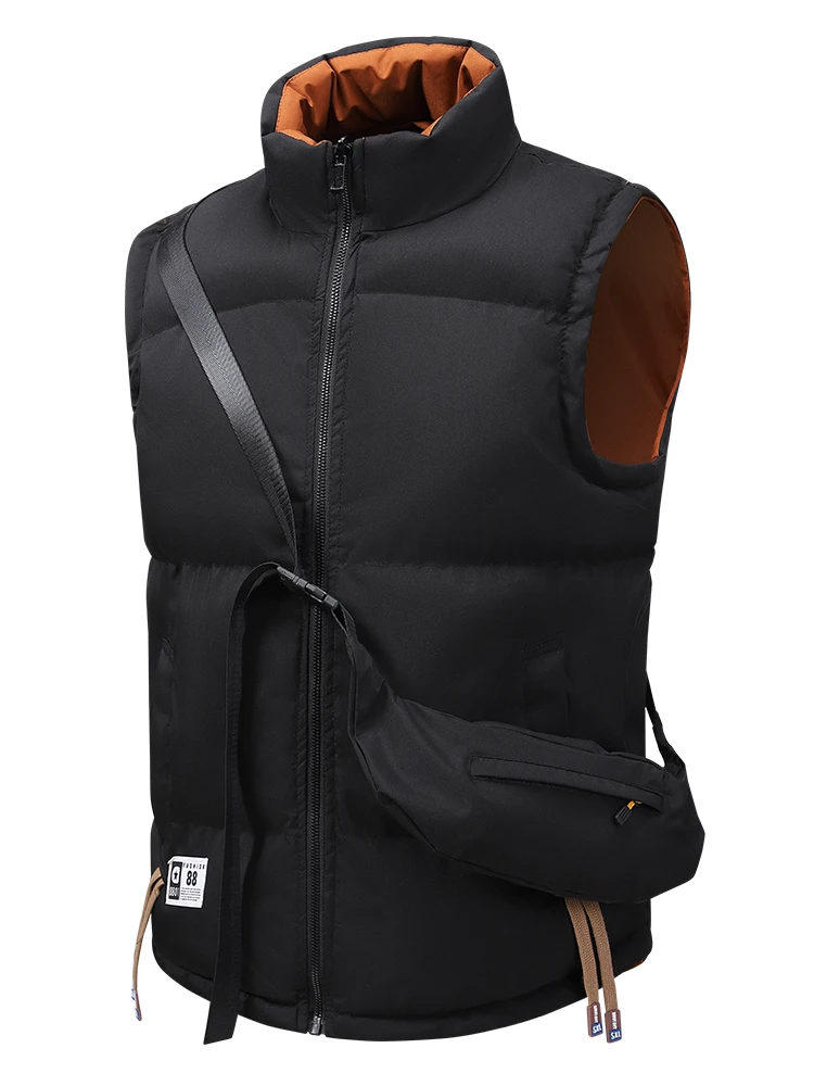 

Double-Sided Wear Cotton Vest Men's Autumn Winter Faion Brand Retro Patchwork Letter oulder Cotton Vest Tank Top