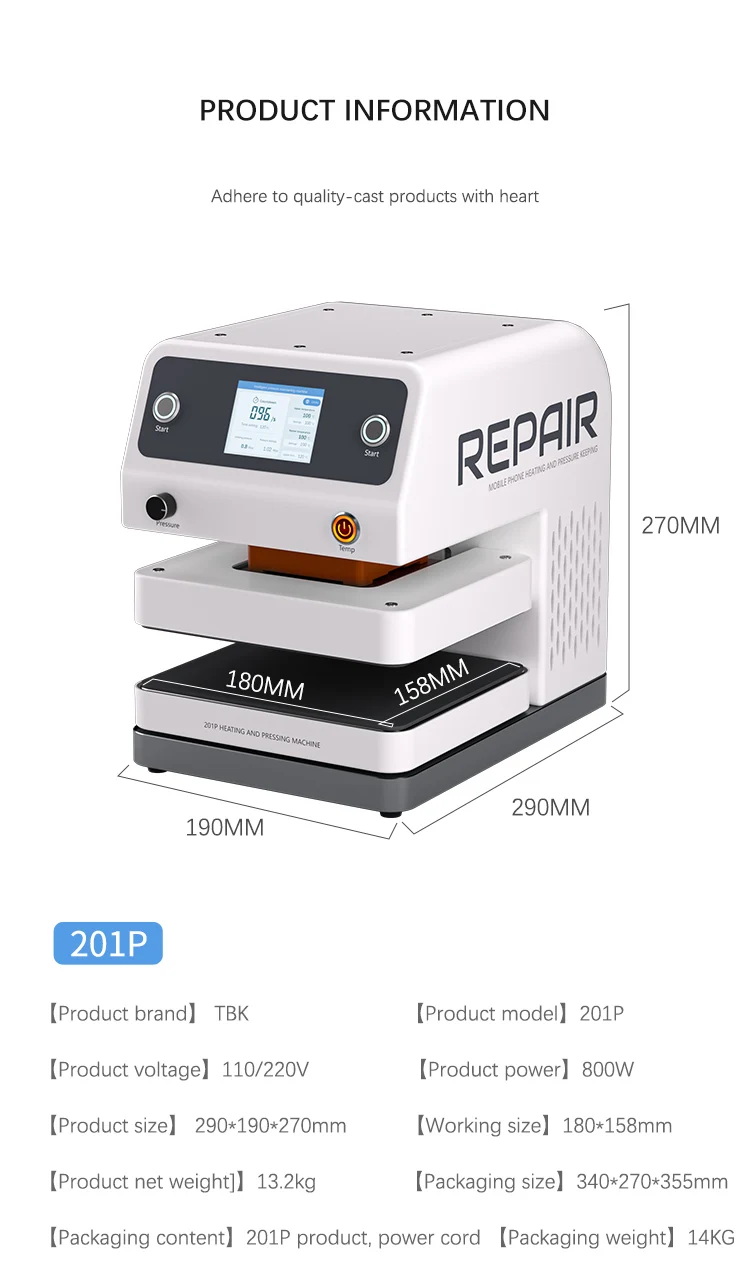 2025 New Product TBK201P TBK 201P Mobile Phone Screen Repair Mobile Phone Heating and Pressing Machine