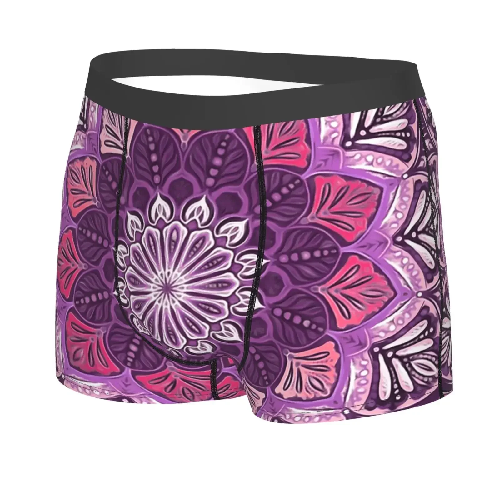 Boho Mandala In Deep Purple Print Men Underwear Boxers Men Novelty Underpant Breathable Printed Male Underpants Man Boxer Briefs
