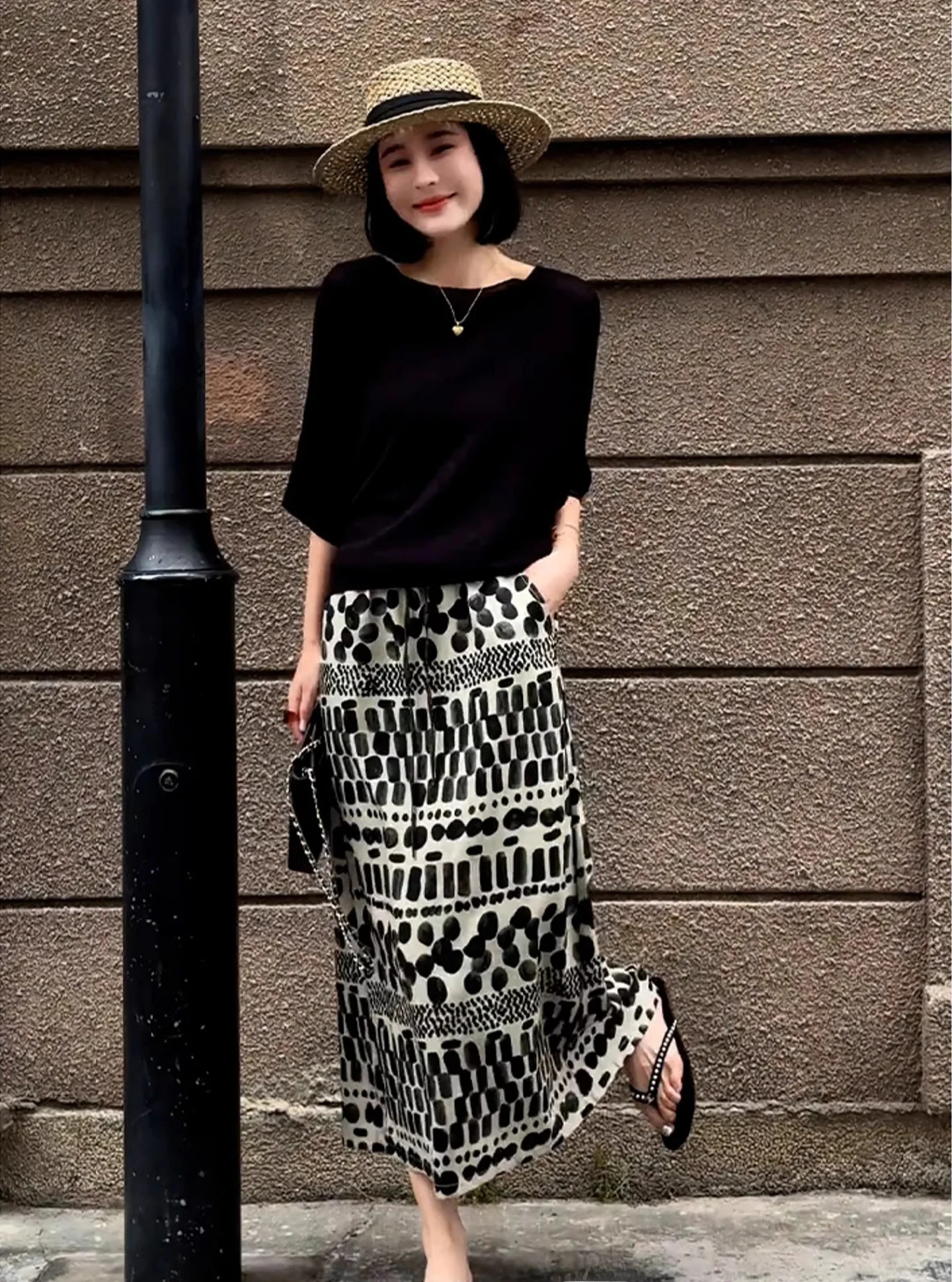 

Bla Knitted Top And Floral Print Skirt Two-Piece Set Ele And Sli Women's Faion Summer Outfit Long Sve rou...