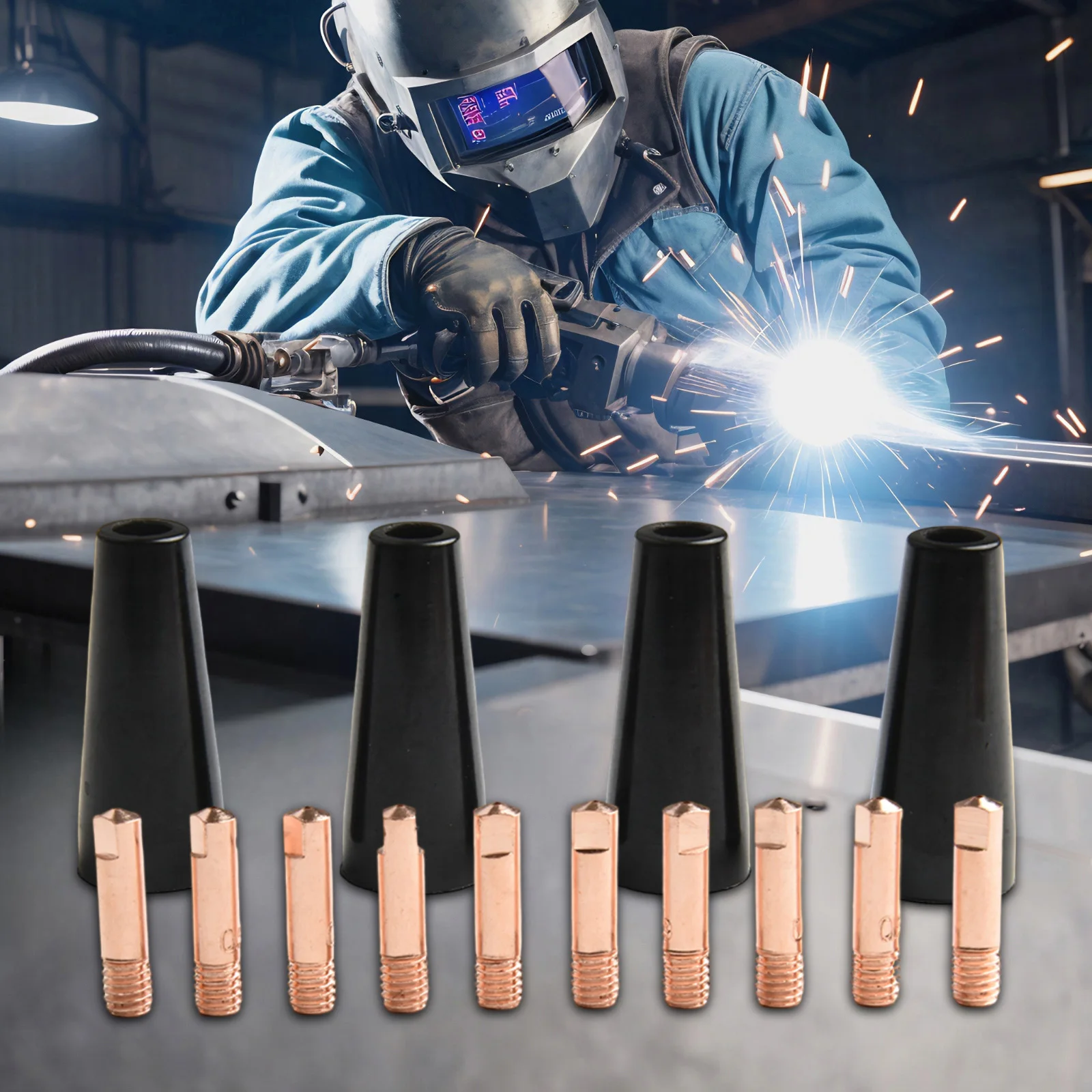 

Flux Core Tips Gasless Nozzle Tips Heating Efficiency Extended Service Life Heat-Resistant Construction For 14AK Torch