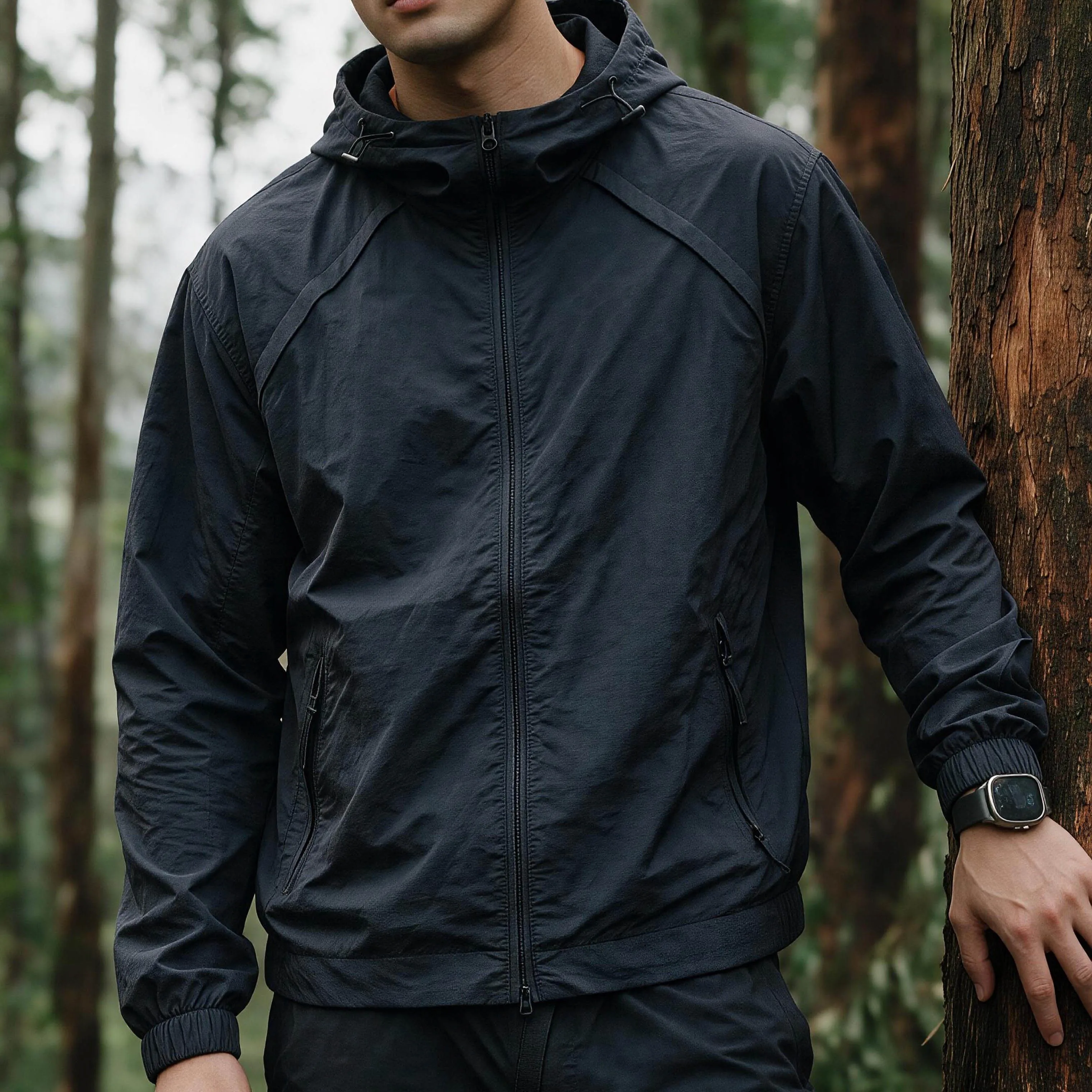 2026 Autumn New Japanese Vintage Breathable Quick-drying Sun Protection Outdoor Hooded Jacket Men's Fashion Loose Casual Coat