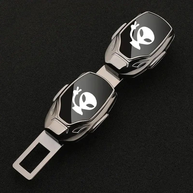 Metal Alien Car Logo Car Seat Belt Extender Plug Extender Safety Seatbelt Lock Buckle Plug Converter Clip Accessories