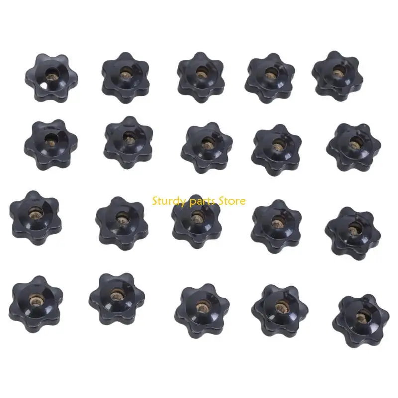 97QC 20pcs Bentuk bintang Knurled Clamping Srupt-on Handle Clamping Knob Grip