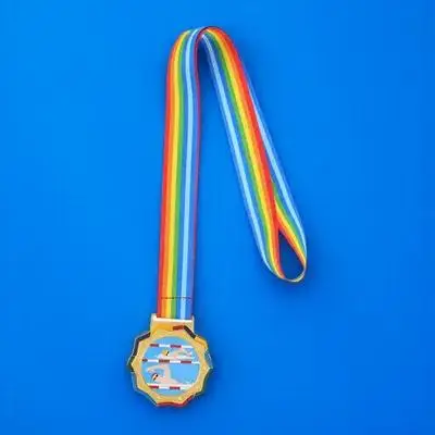 

Kids Swimming Medal Gold Award Neck Ribbon Sports Competition First Place Prize for School Events Gymnastics Medals