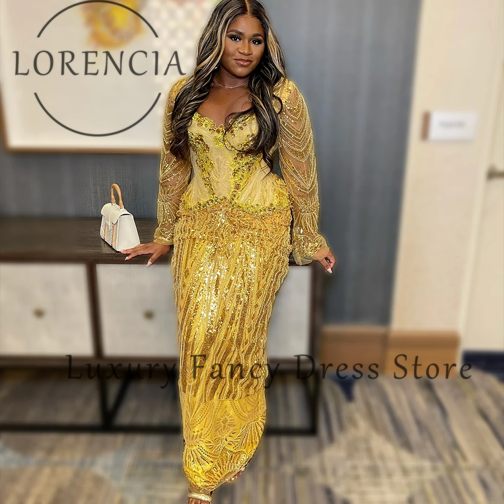 

Sparkling Sequin Prom Dresses 2025 Long Sleeves Beaded Mermaid Evening Banquet Party Gowns Customized vestidos largos fiesta