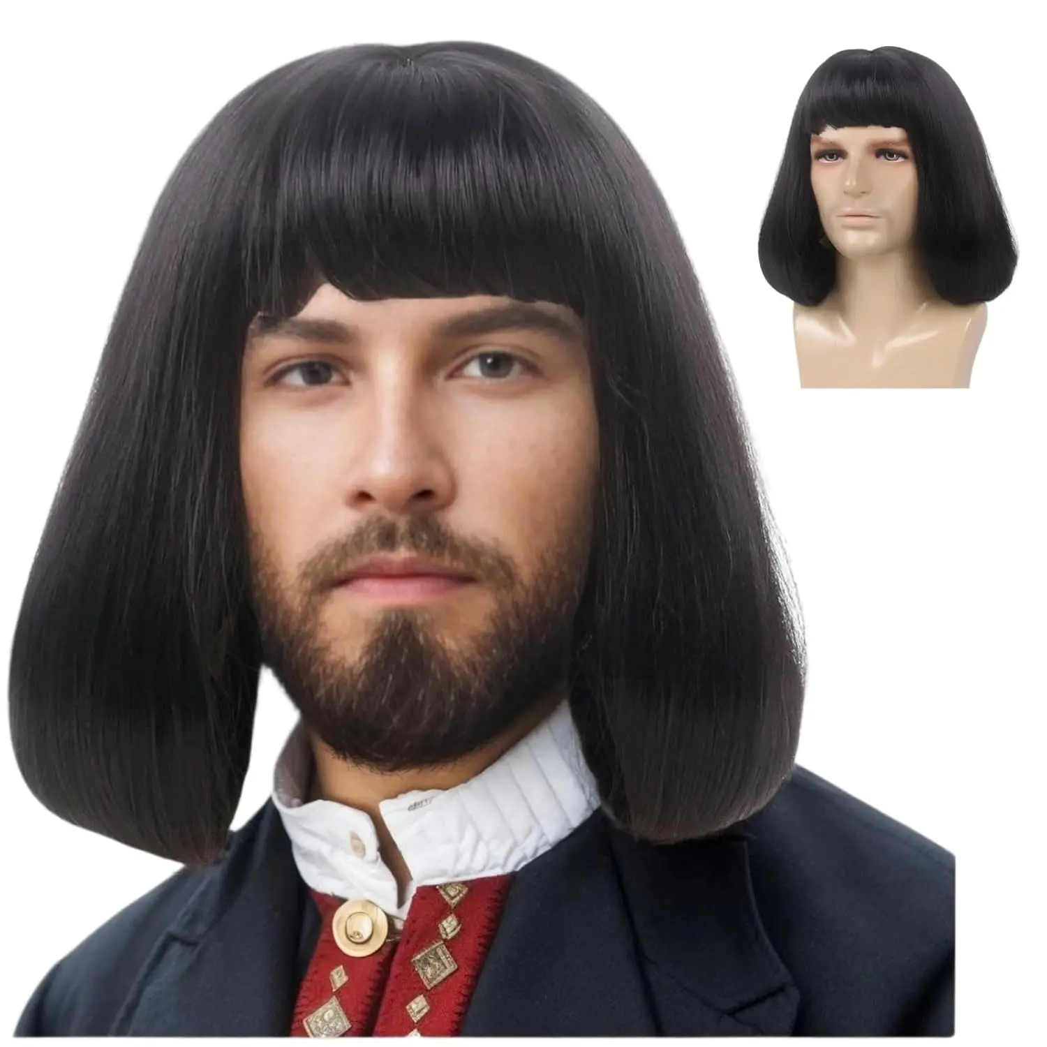 Wild Men's Wig Black Short Bob with Wolf Tail The Perfect Choice for Parties Cosplay Anime and All Occasions