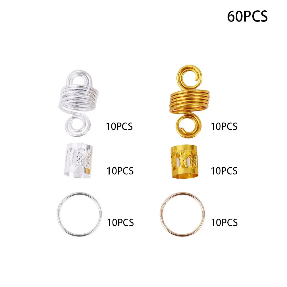 Braid 60/80/110/35 Pcs Charms Tubes Hair Rings Gold Hair Braid Hair Cuffs African Dreadlocks Hair Decorations